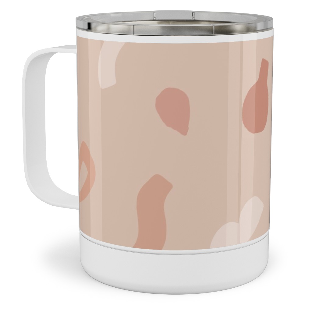 Organic Cut Shapes - Pink Clay Stainless Steel Mug, 10oz, Pink, Bright Pink