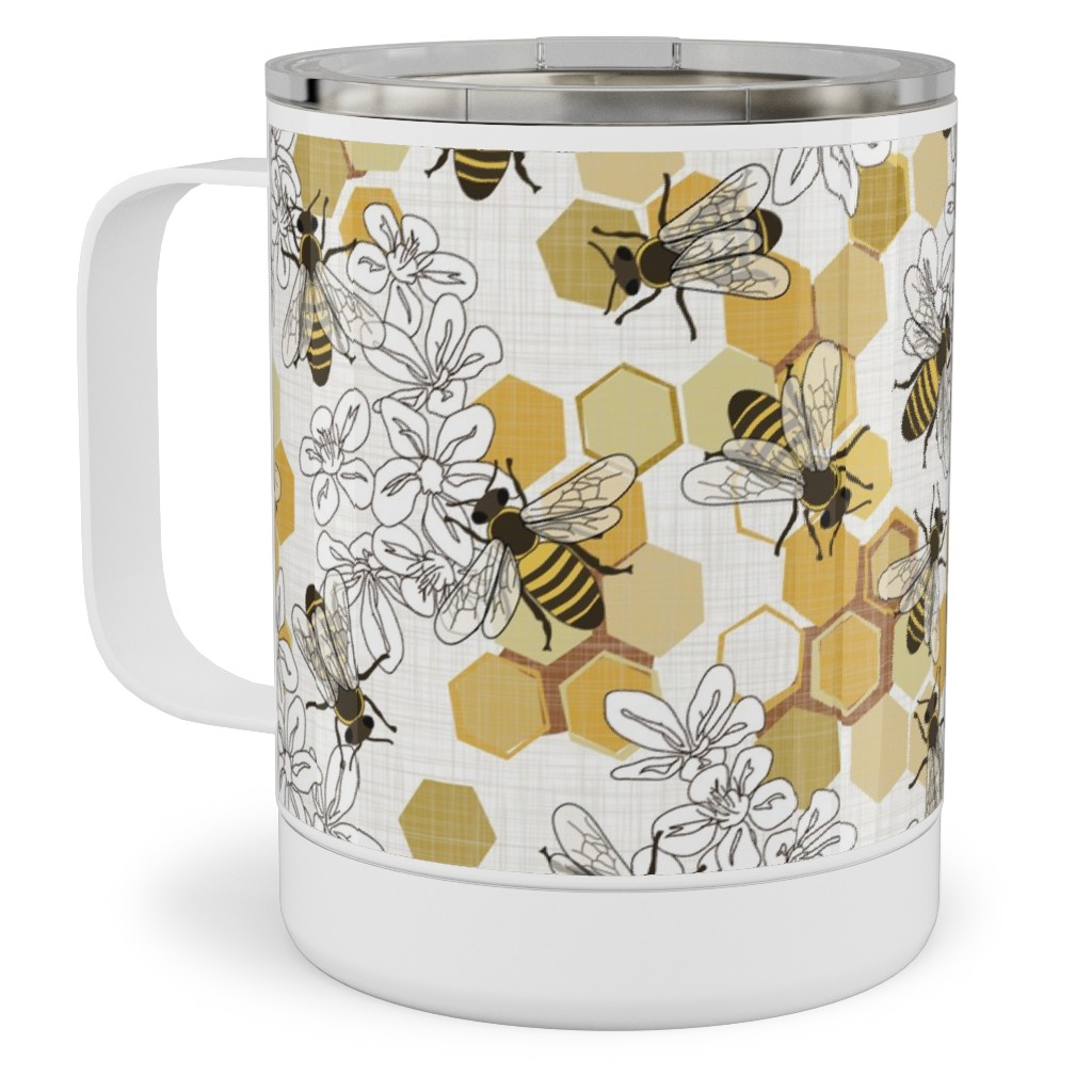 Save the Honey Bees - Yellow Stainless Steel Mug, 10oz, Yellow, Classic Yellow