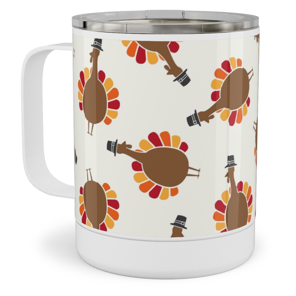 Turkey Toss - Cream Stainless Steel Mug, 10oz, Brown, Brown