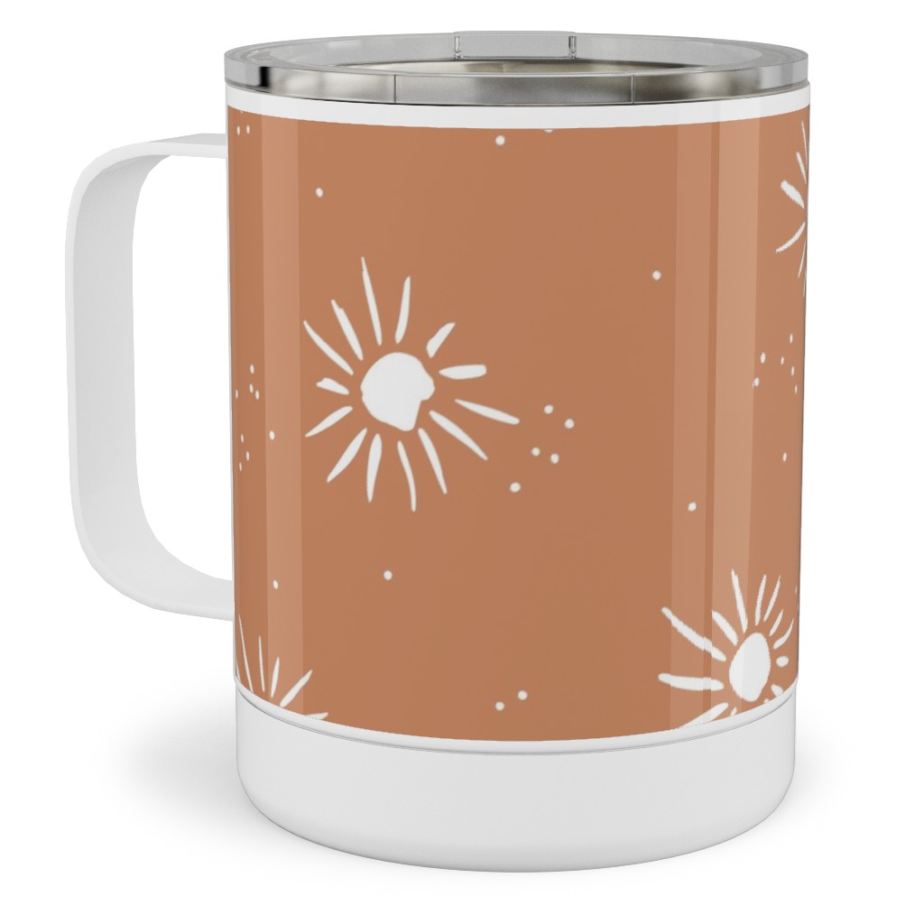 Seventies Retro Style Sunshine Stainless Steel Mug, 10oz, Orange
