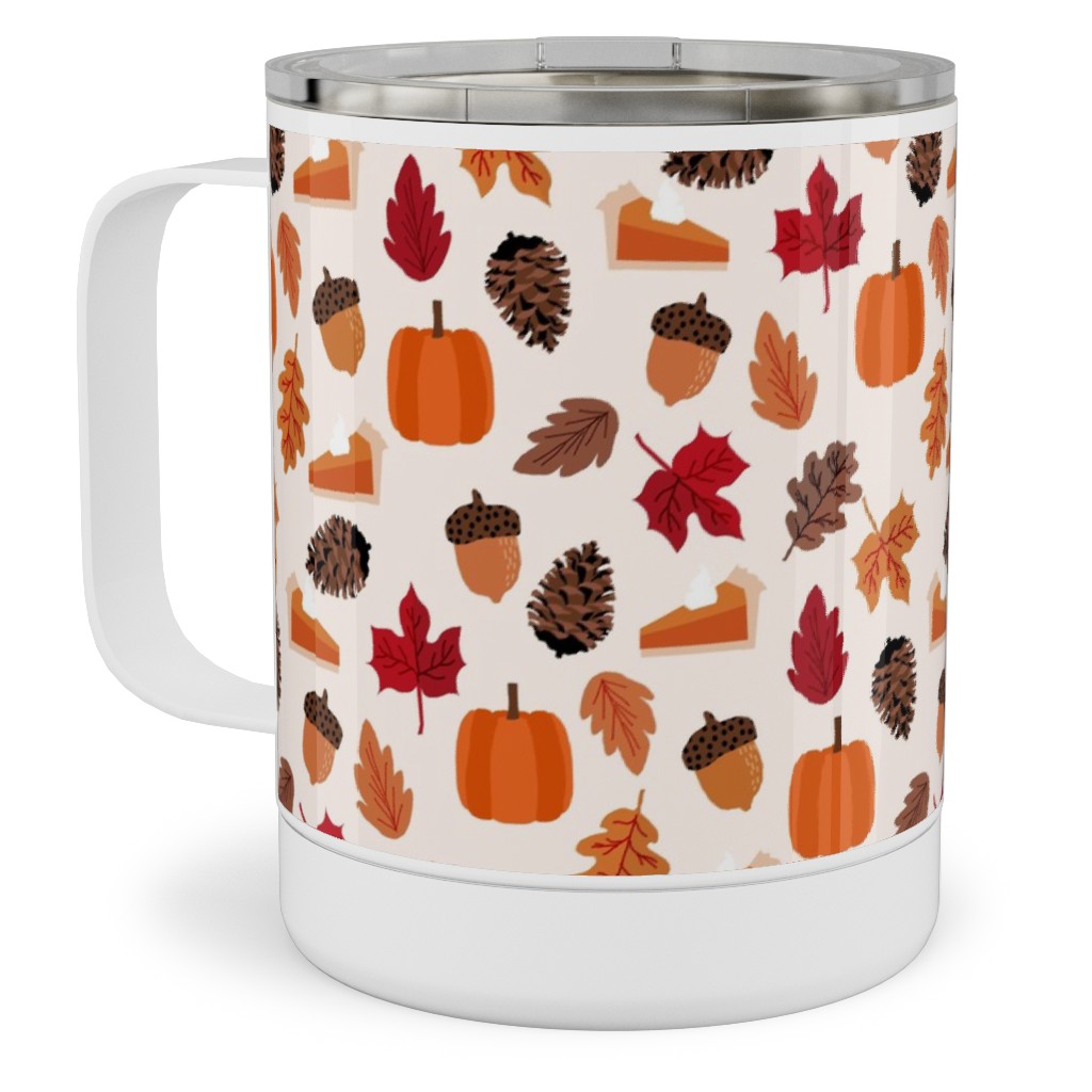 Autumn Leaves and Pumpkin Pie - Multi Stainless Steel Mug, 10oz, Multicolor