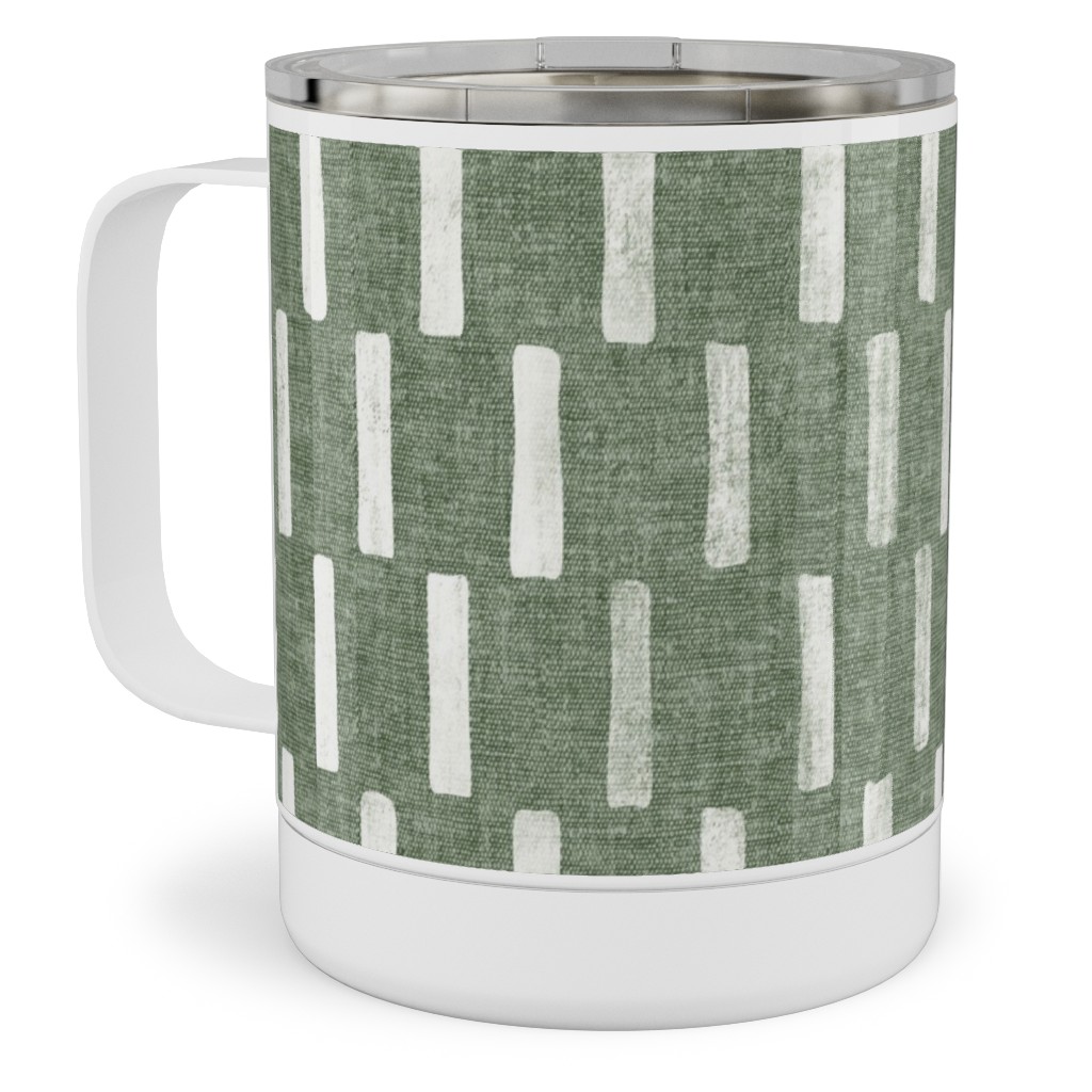 Block Print Dash - Sage Stainless Steel Mug, 10oz, Green