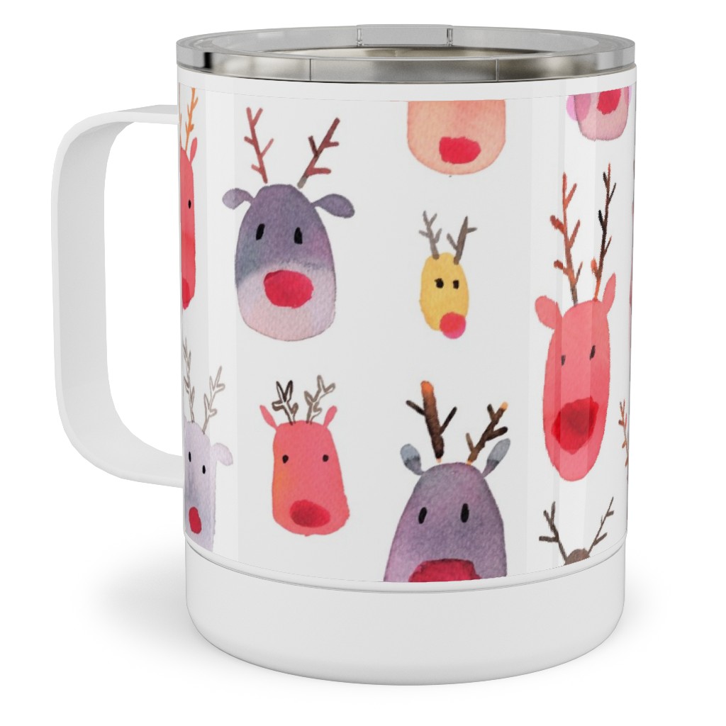 Rudolph Reindeers Stainless Steel Mug, 10oz, Red