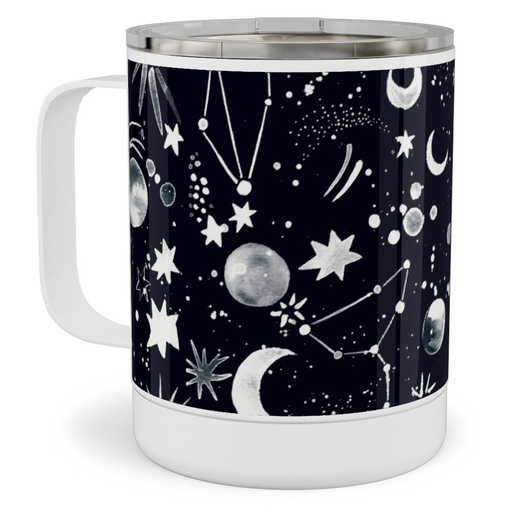 Constellations - Black Stainless Steel Mug, 10oz, Black, Black