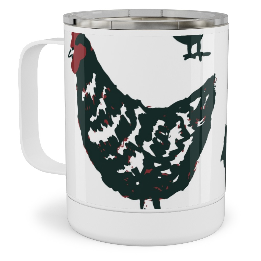 Chickens - Neutral Stainless Steel Mug, 10oz, Black
