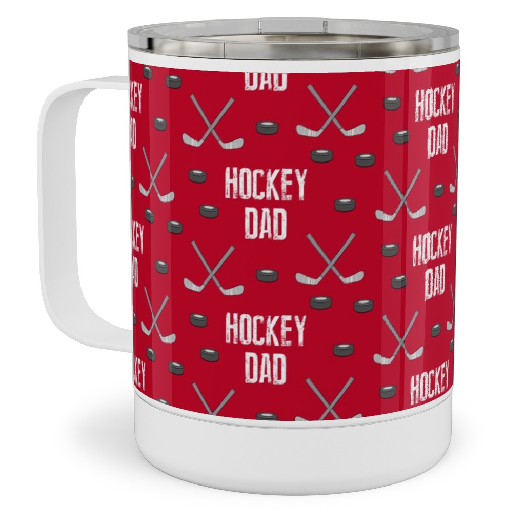 Hockey Dad - Red Stainless Steel Mug, 10oz, Red, Red