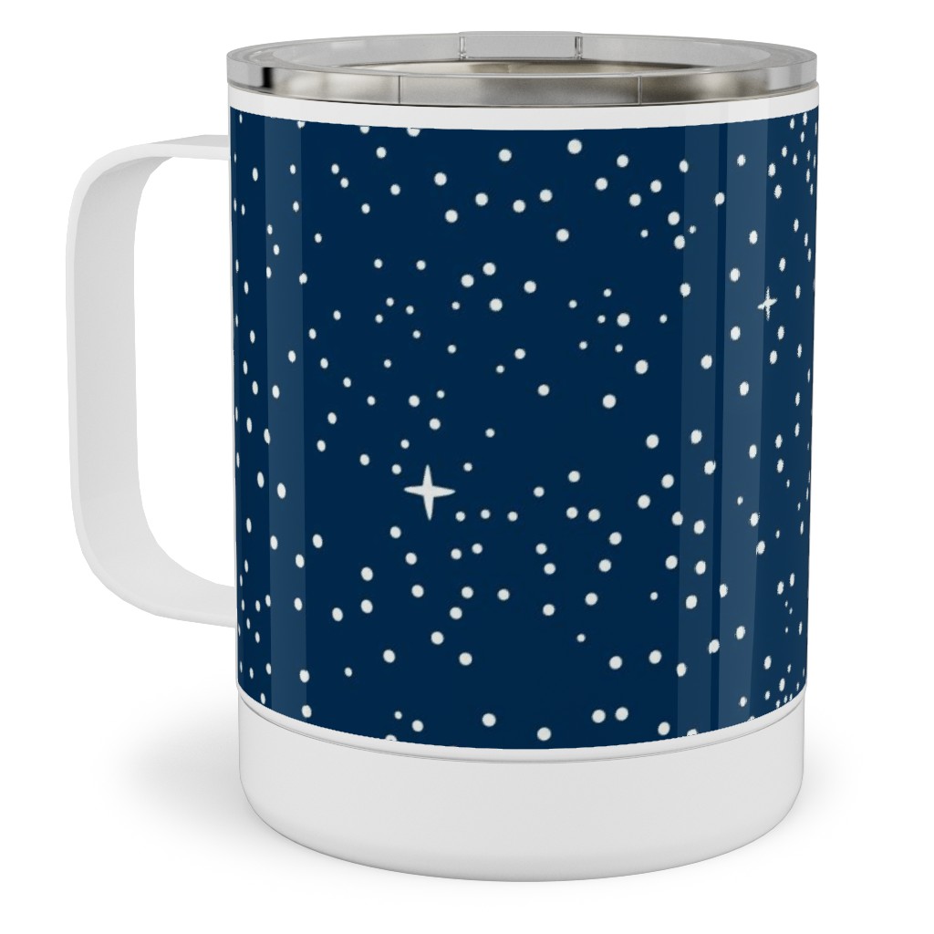Tiny Stars in Space - Dark Blue Stainless Steel Mug, 10oz, Blue