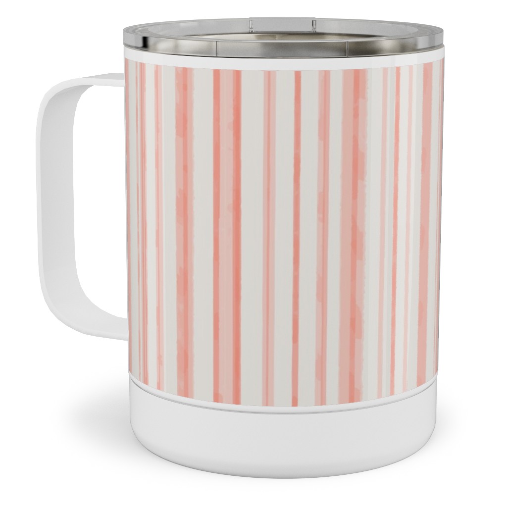 Dreamy Watercolor Stripe Stainless Steel Mug, 10oz, Pink
