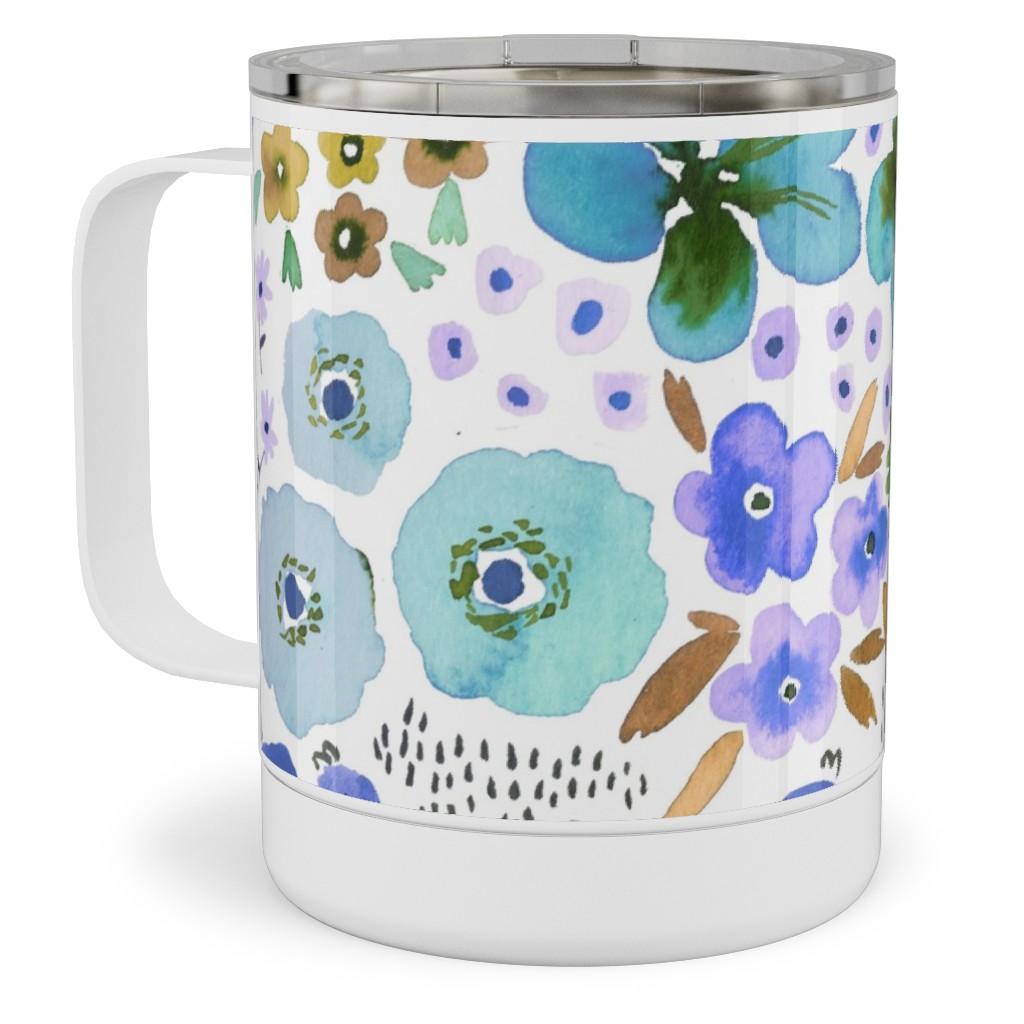 Artful Little Flowers - Multi Stainless Steel Mug, 10oz, Multicolor