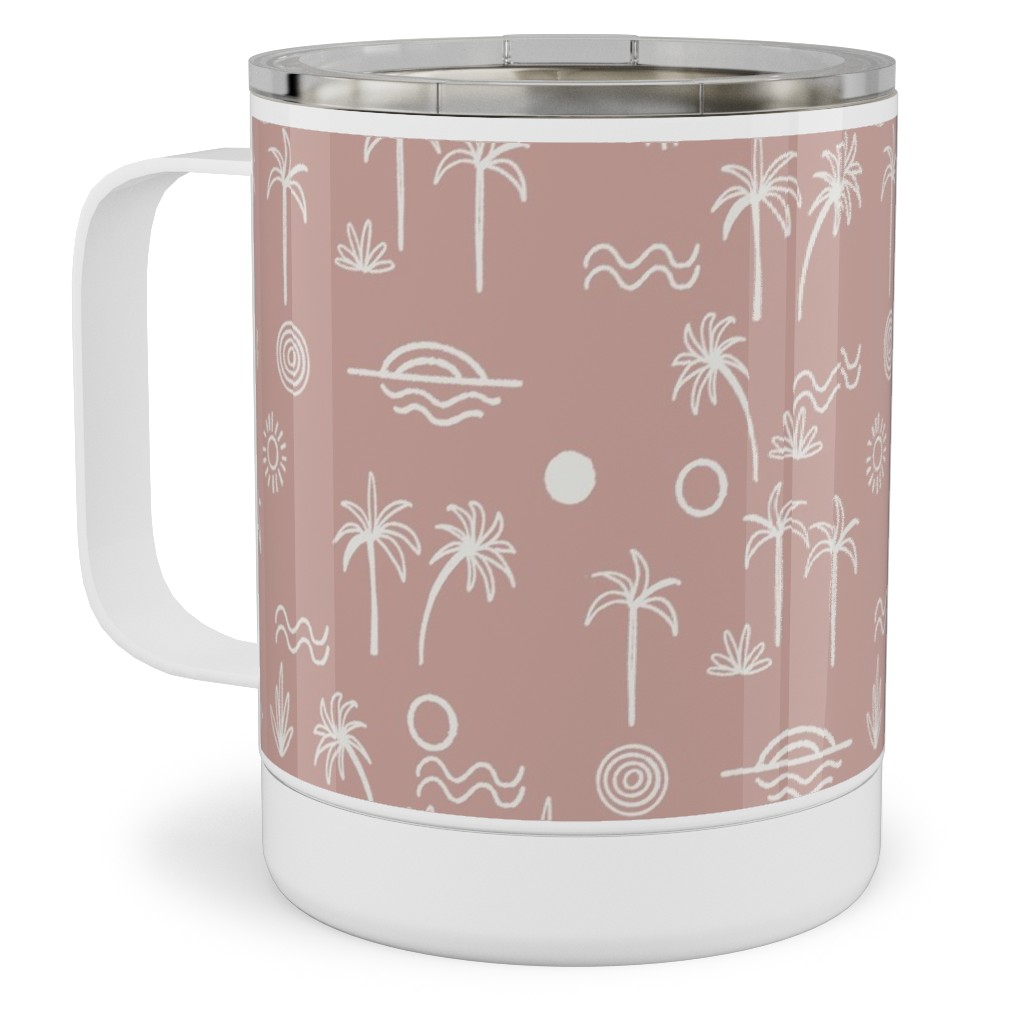 Summer Sun - Rose Stainless Steel Mug, 10oz, Pink, Bright Pink