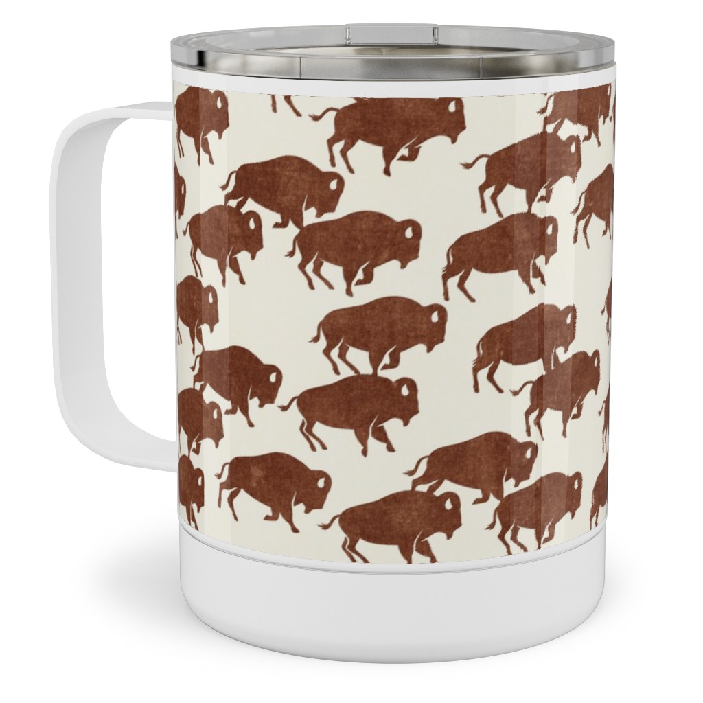 Bison Stampede - Brandywine Stainless Steel Mug, 10oz, Brown, Brown