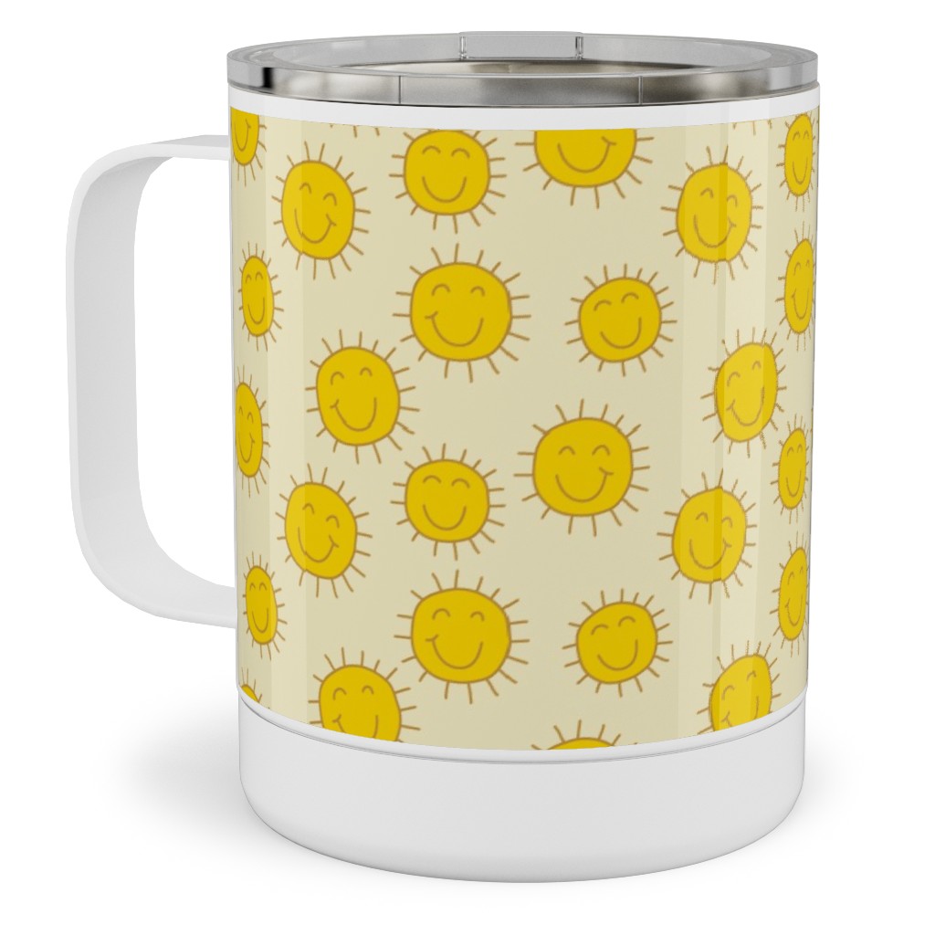 Happy Sunshine - Yellow Stainless Steel Mug, 10oz, Yellow, Classic Yellow