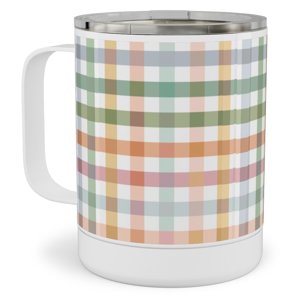 Gingham Picnic Cottagecore Summer - Multi Stainless Steel Mug, 10oz, Multicolor