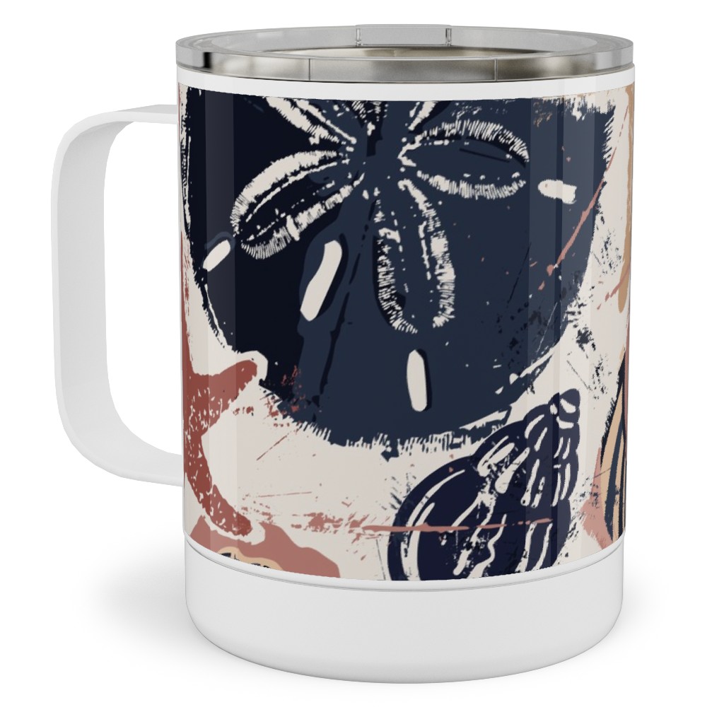Seashells Stainless Steel Mug, 10oz, Multicolor, Wheat
