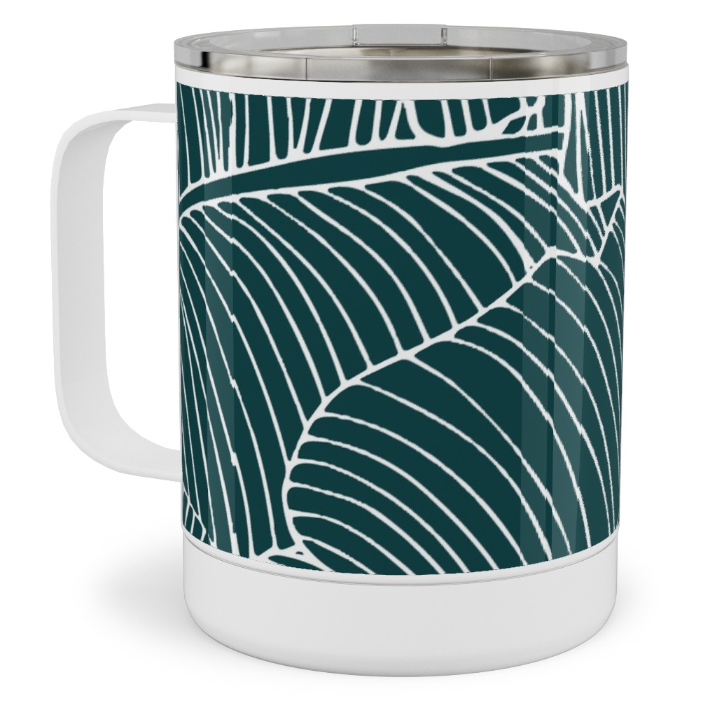 Banana Leaf - Teal Stainless Steel Mug, 10oz, Green