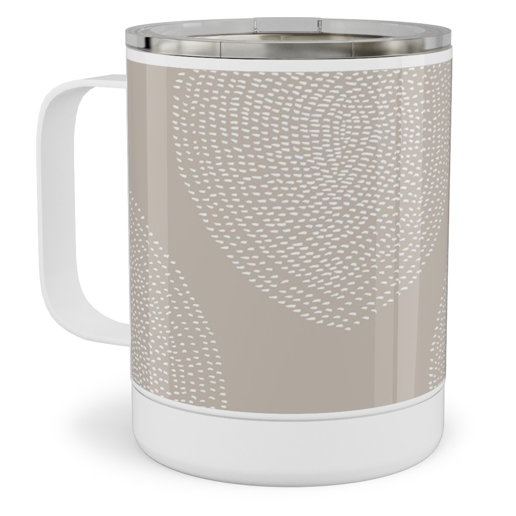 Boho Stripy Drops Stainless Steel Mug, 10oz, Beige, Wheat