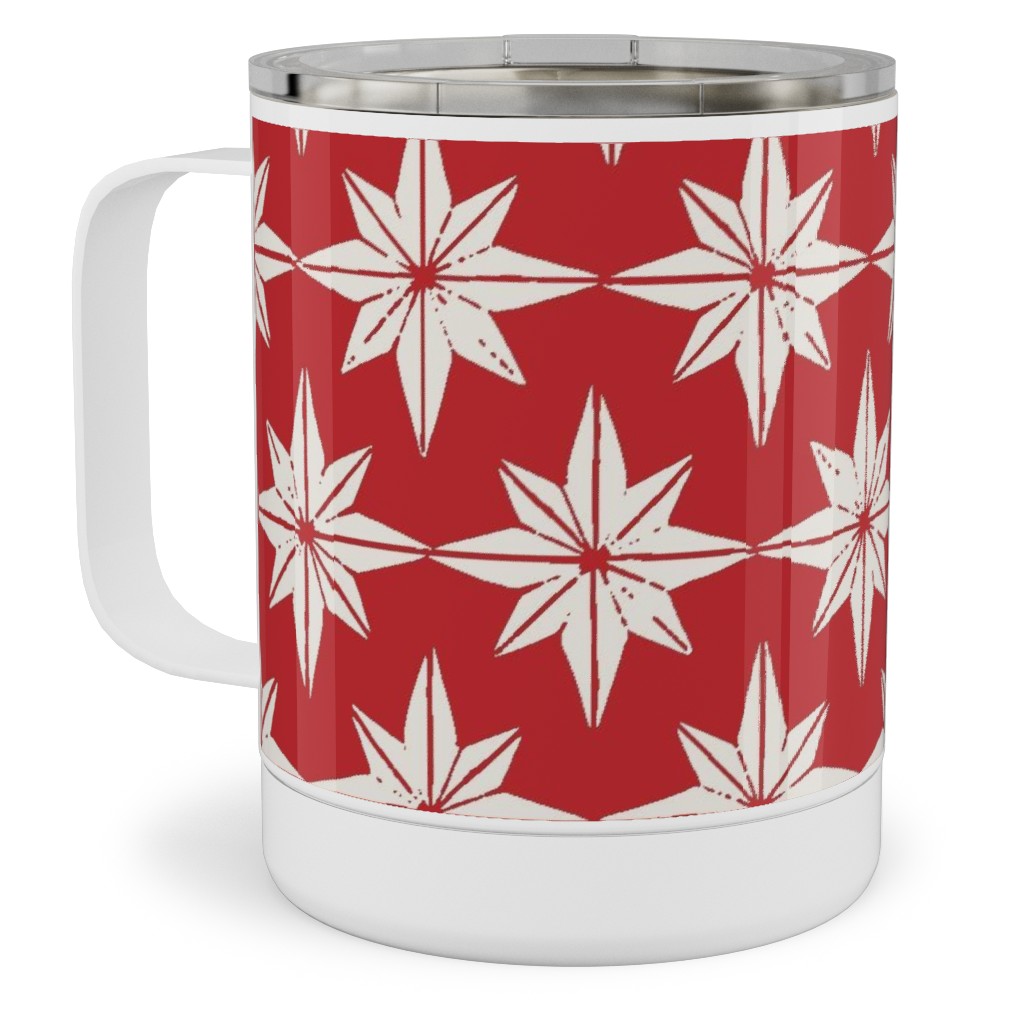 Christmas Star Tiles Stainless Steel Mug, 10oz, Red, Cherry