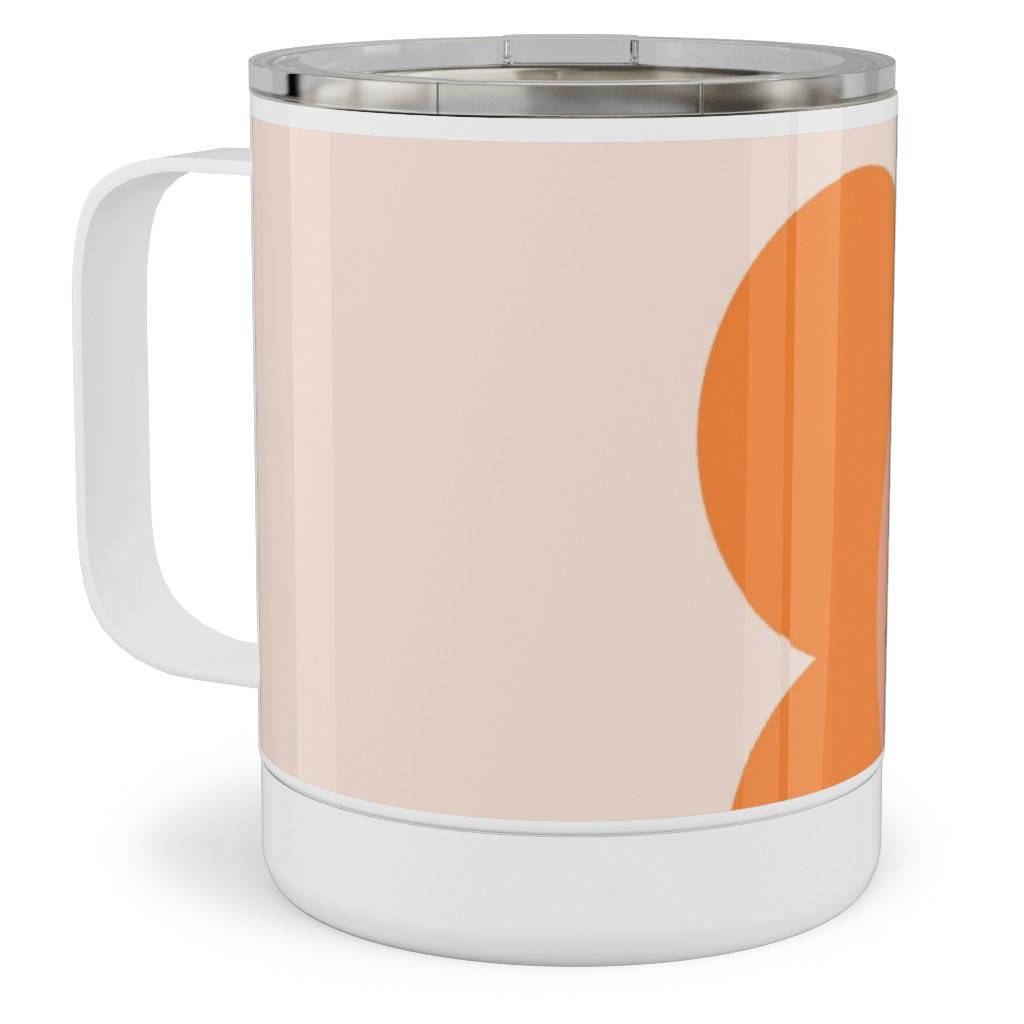 Smiley Floral - Orange Stainless Steel Mug, 10oz, Orange, Orange