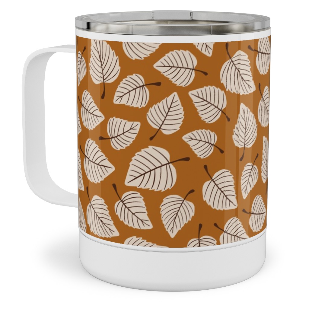Falling Leaves - Terracotta Stainless Steel Mug, 10oz, Orange