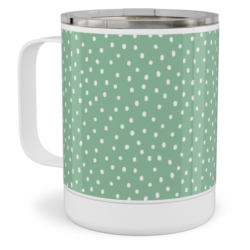 Joyful Bright Dots - Green Stainless Steel Mug, 10oz, Green