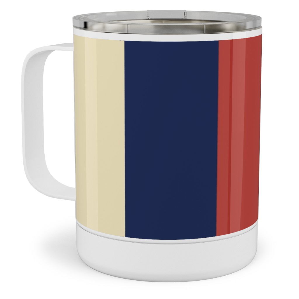 Camping Stripe Vertical - Multi Stainless Steel Mug, 10oz, Multicolor