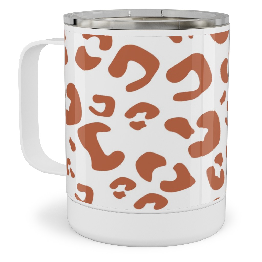 Leopard Print - Terracotta Stainless Steel Mug, 10oz, Brown
