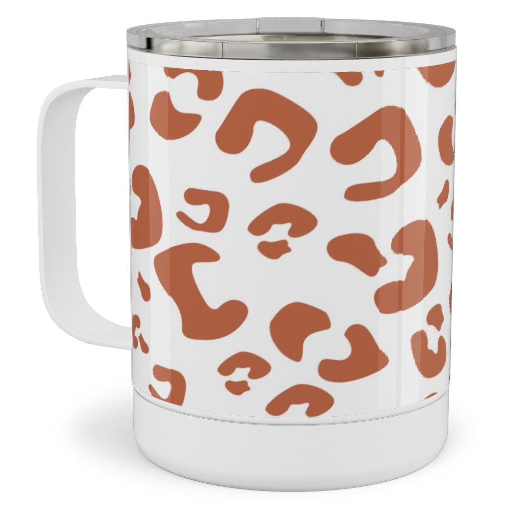 Leopard Print - Terracotta Stainless Steel Mug, 10oz, Brown, Brown