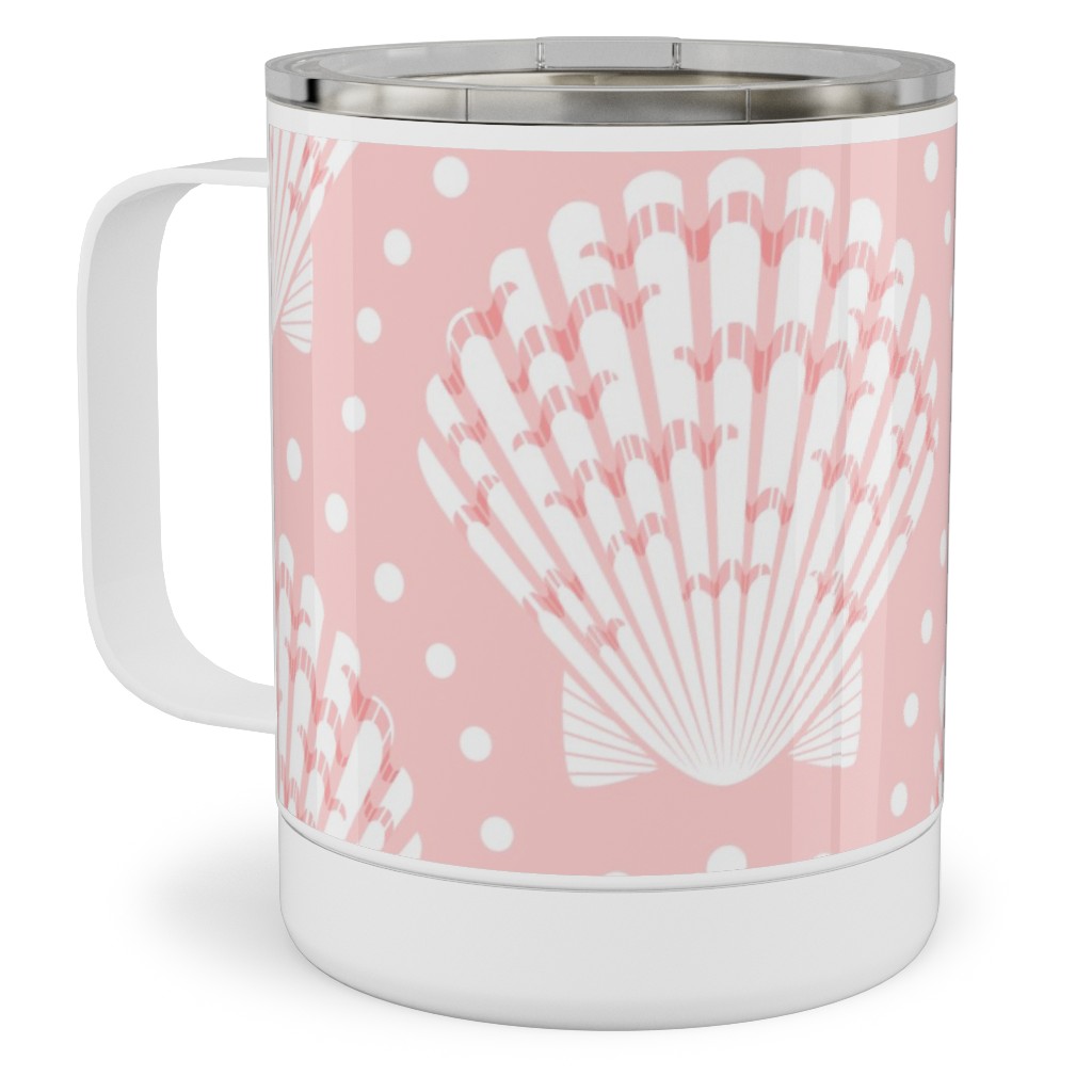 Pretty Scallop Shells - Pink Stainless Steel Mug, 10oz, Pink