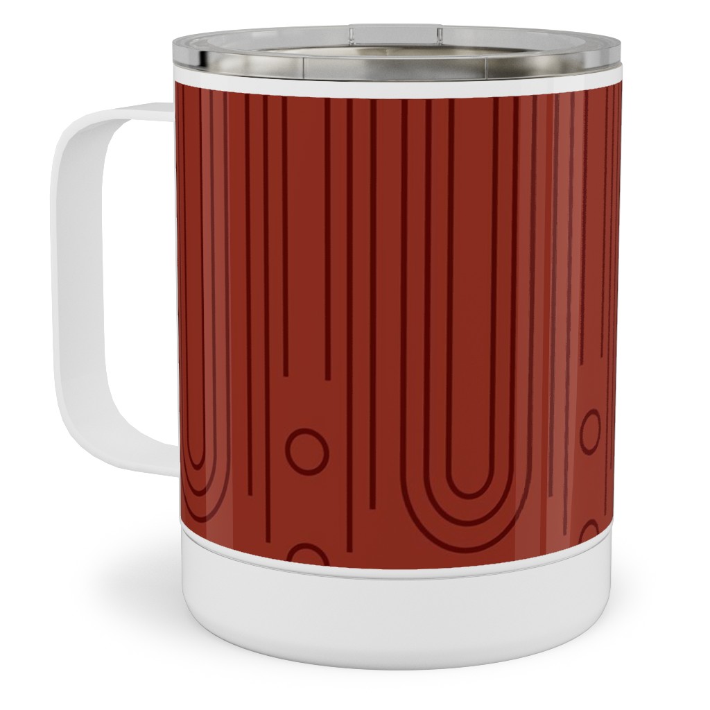 Art Deco Arches - Cranberry Stainless Steel Mug, 10oz, Red