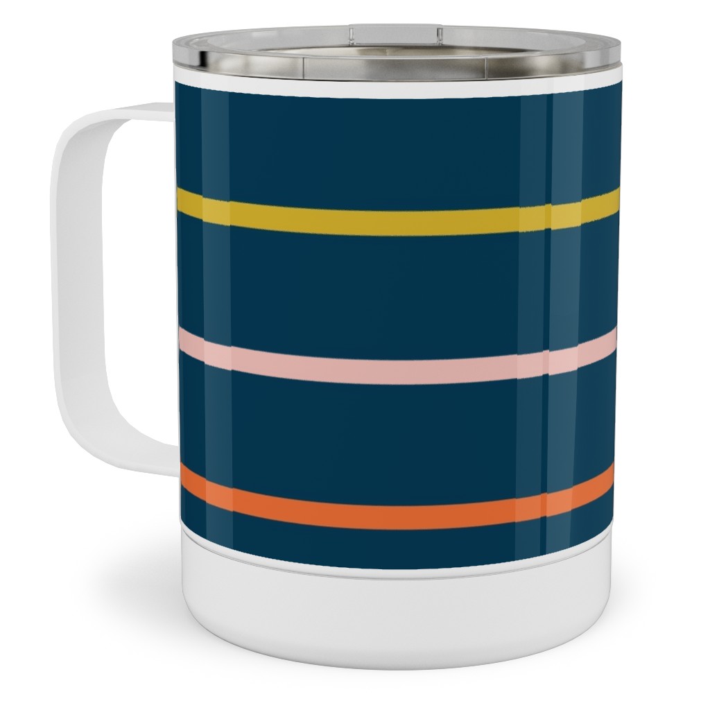 Summer Stripe - Dark Stainless Steel Mug, 10oz, Multicolor