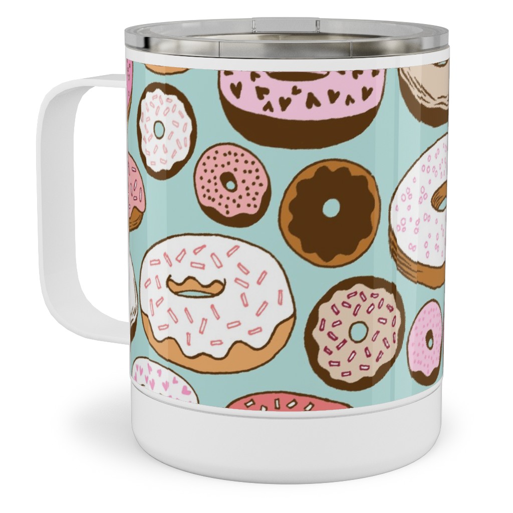 Donuts - Blue Stainless Steel Mug, 10oz, Multicolor
