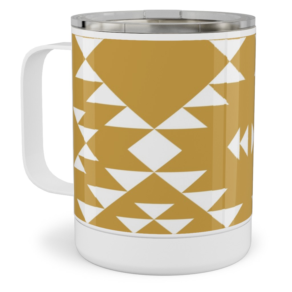 Navajo - Gold White Stainless Steel Mug, 10oz, Yellow