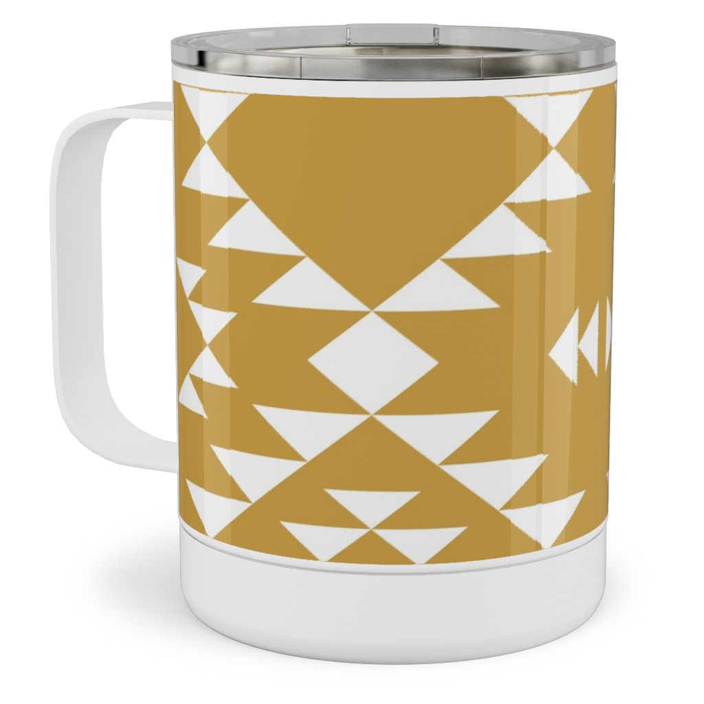 Navajo - Gold White Stainless Steel Mug, 10oz, Yellow, Classic Yellow