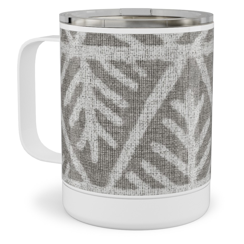 Textured Mudcloth Stainless Steel Mug, 10oz, Gray, Silver