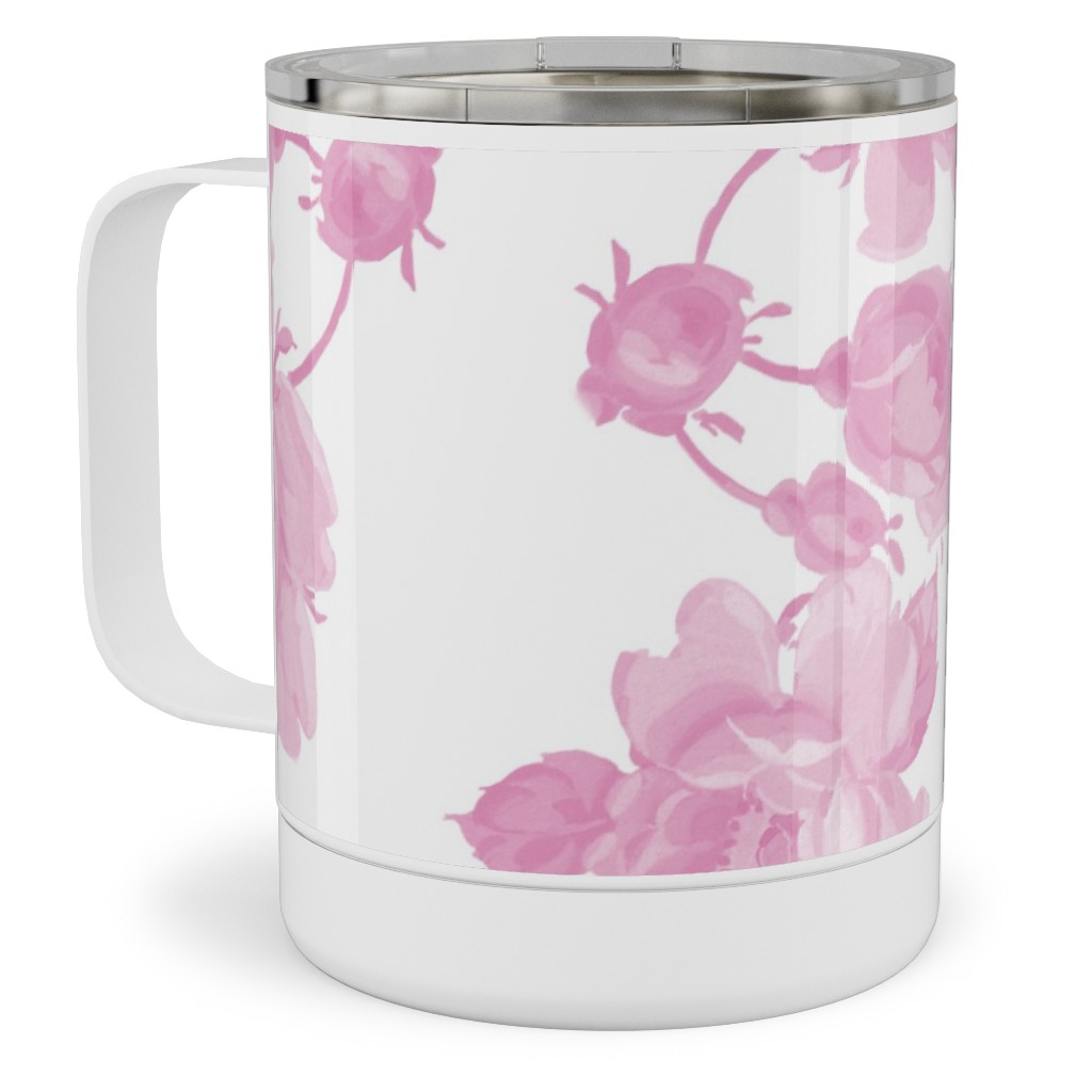 Saint Colette June Roses - Pink Stainless Steel Mug, 10oz, Pink