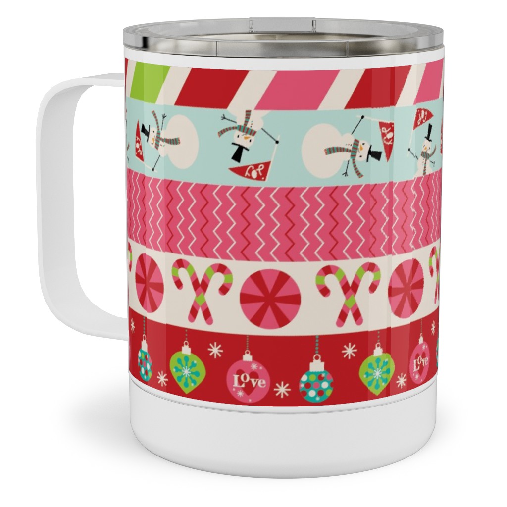 Washi Christmas Stainless Steel Mug, 10oz, Multicolor