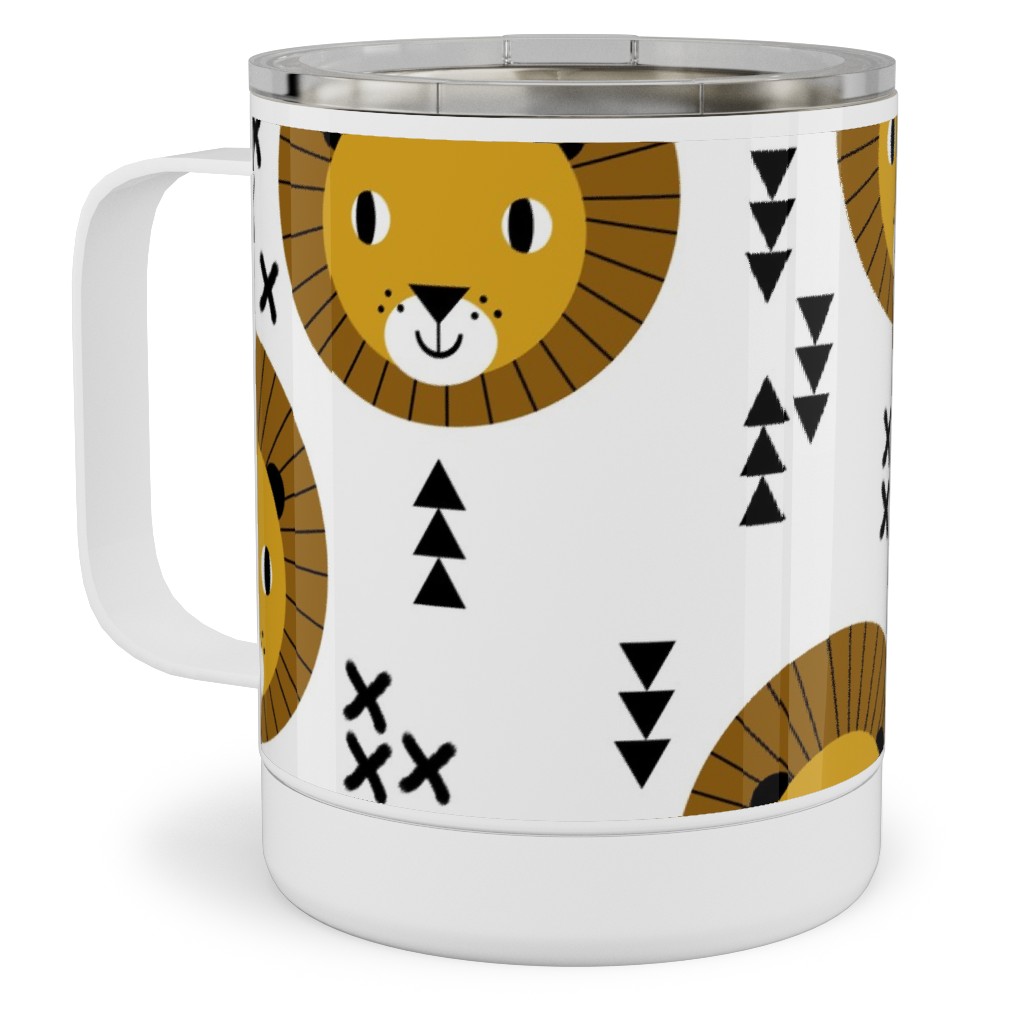 Happy Lion Safari Stainless Steel Mug, 10oz, Brown