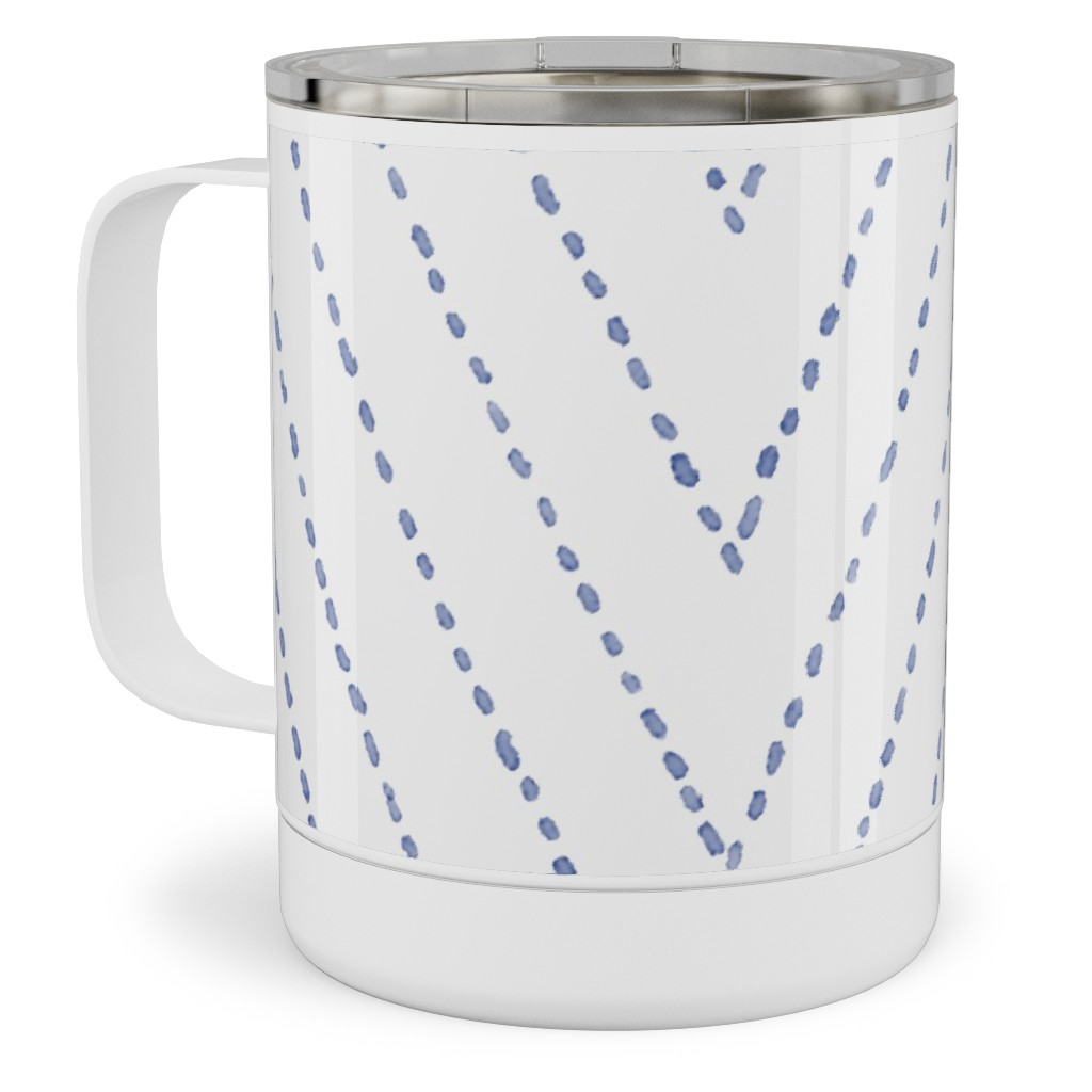 Painted Diamond Dash Stainless Steel Mug, 10oz, White, Iron