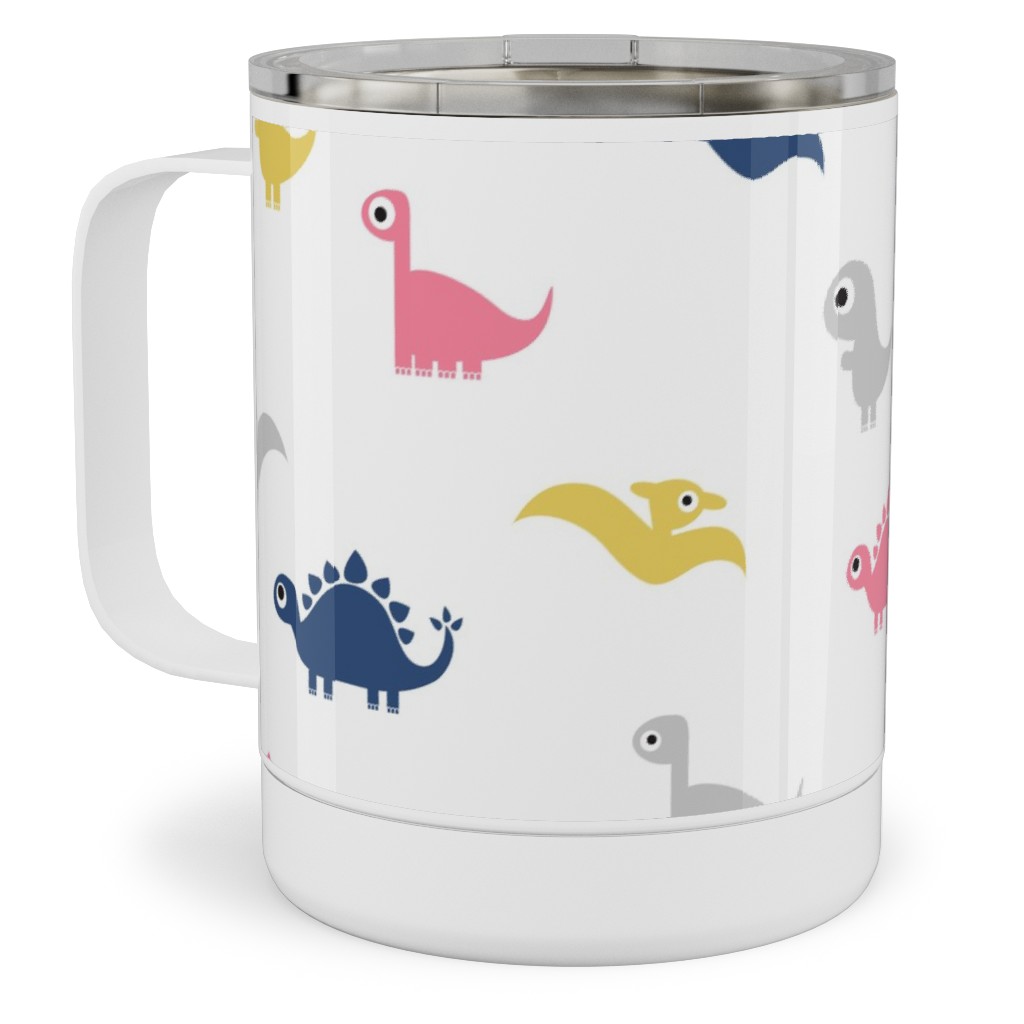 Dino Print - Multi Stainless Steel Mug, 10oz, Multicolor