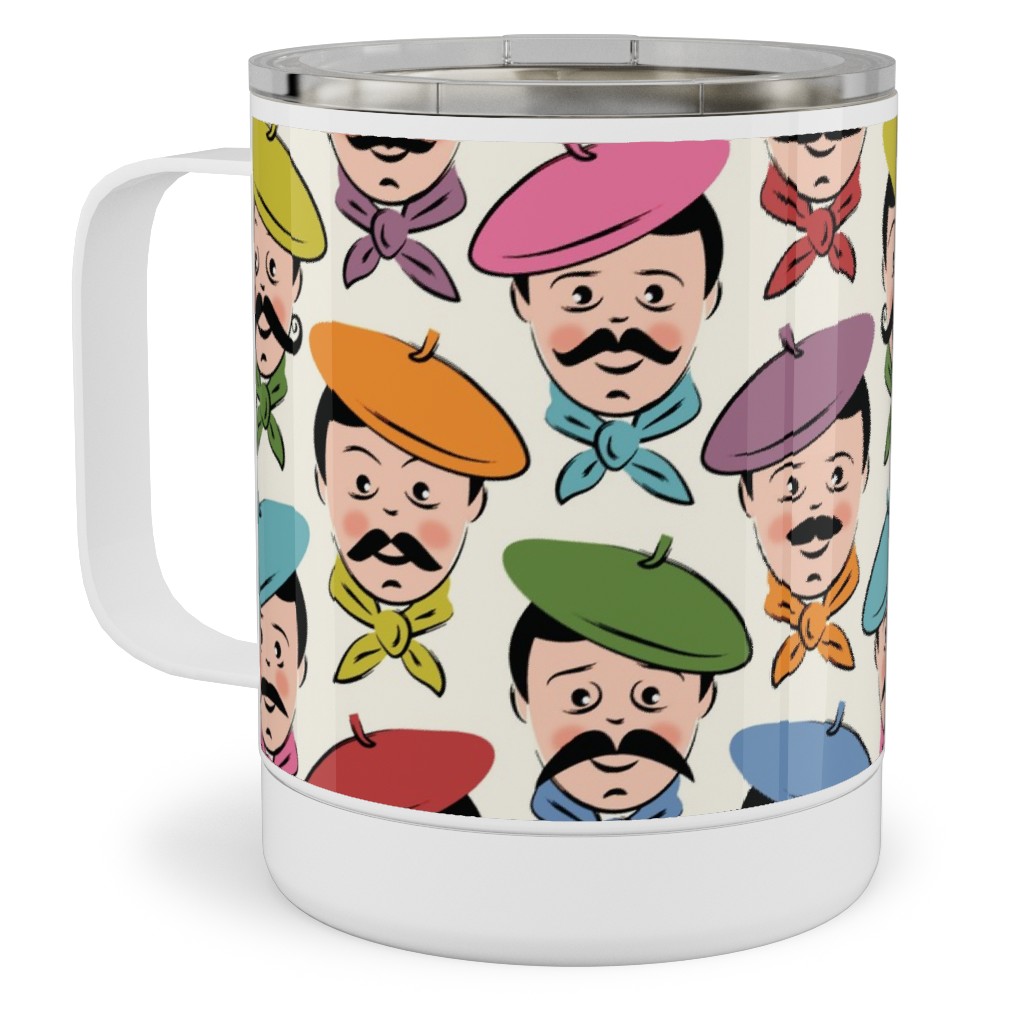 Men With Mustaches and Bandanas - Multi Stainless Steel Mug, 10oz, Multicolor