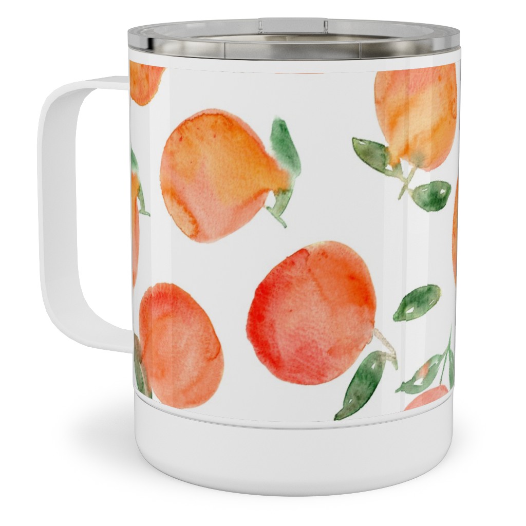 Watercolor Oranges - Orange Stainless Steel Mug, 10oz, Orange