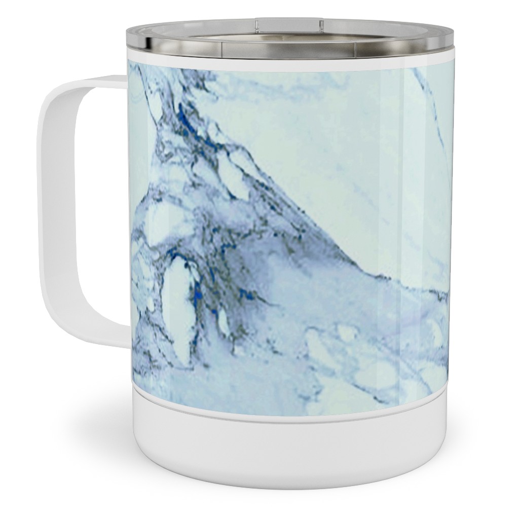 Marble - Blue Stainless Steel Mug, 10oz, Blue, True Blue