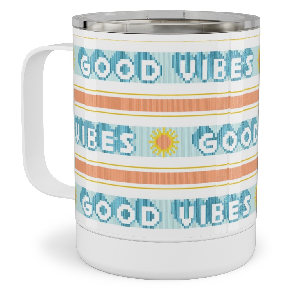 Good Vibes Vintage Typography Stainless Steel Mug, 10oz, Orange, Orange