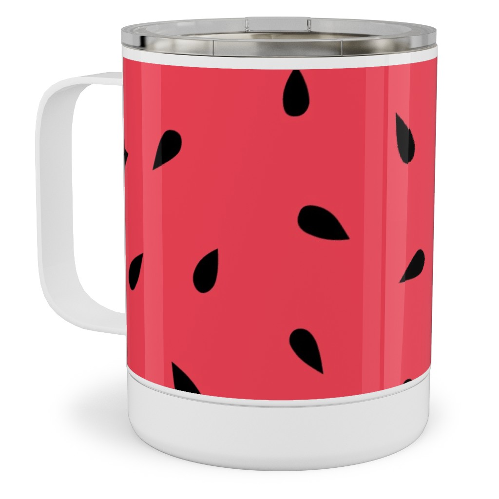 Watermelon Fruit Seeds Stainless Steel Mug, 10oz, Red, Red