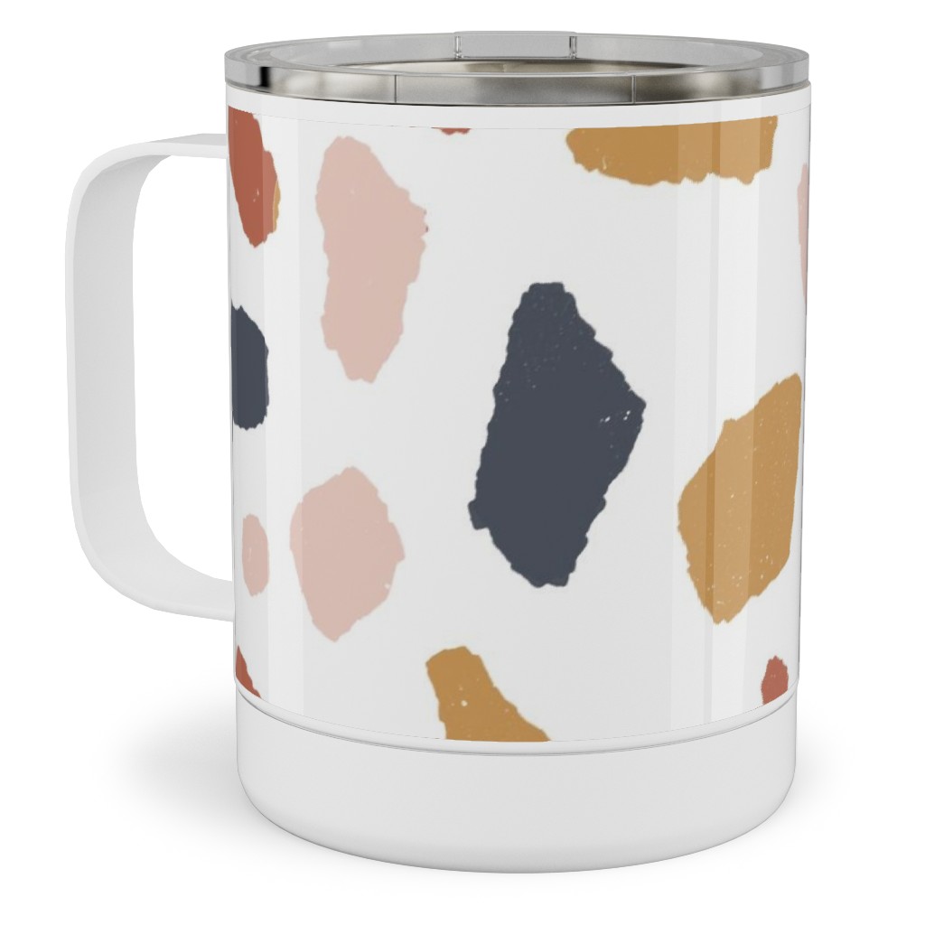 Terrazzo Tile - Neutral Stainless Steel Mug, 10oz, Beige, Pearl