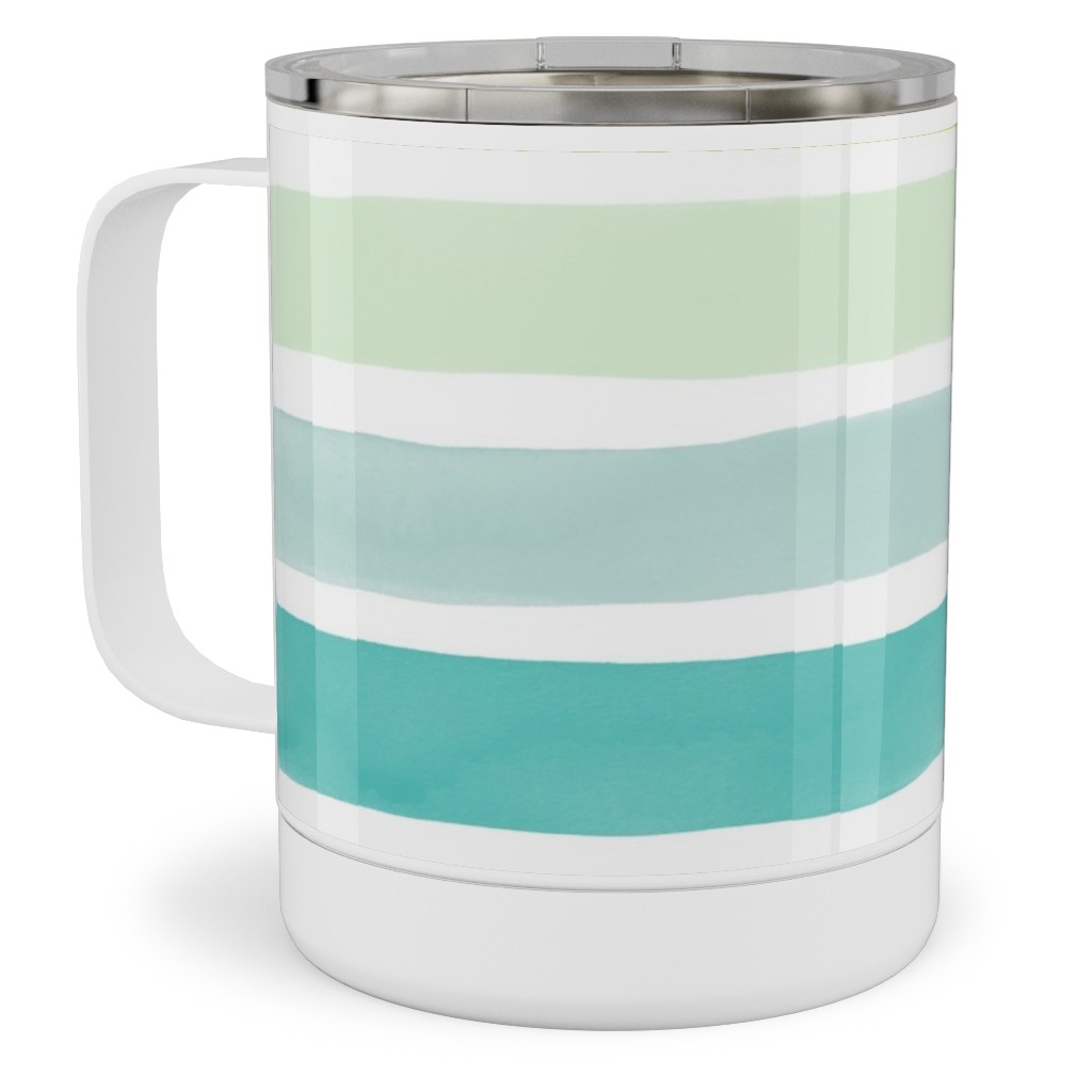 Imperfect Watercolor Stripes Stainless Steel Mug, 10oz, Multicolor, White