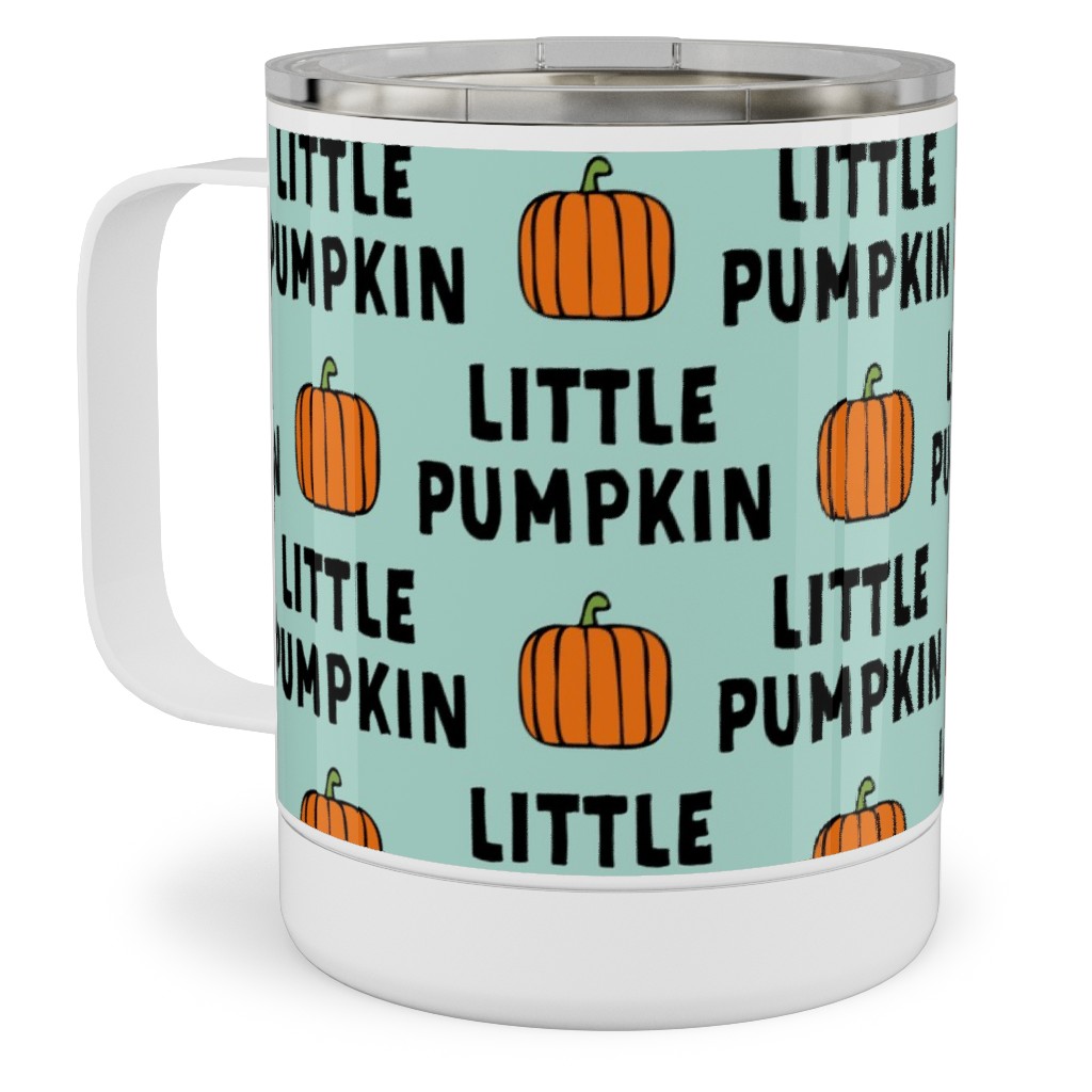 Little Pumpkin - Halloween - Aqua Stainless Steel Mug, 10oz, Green