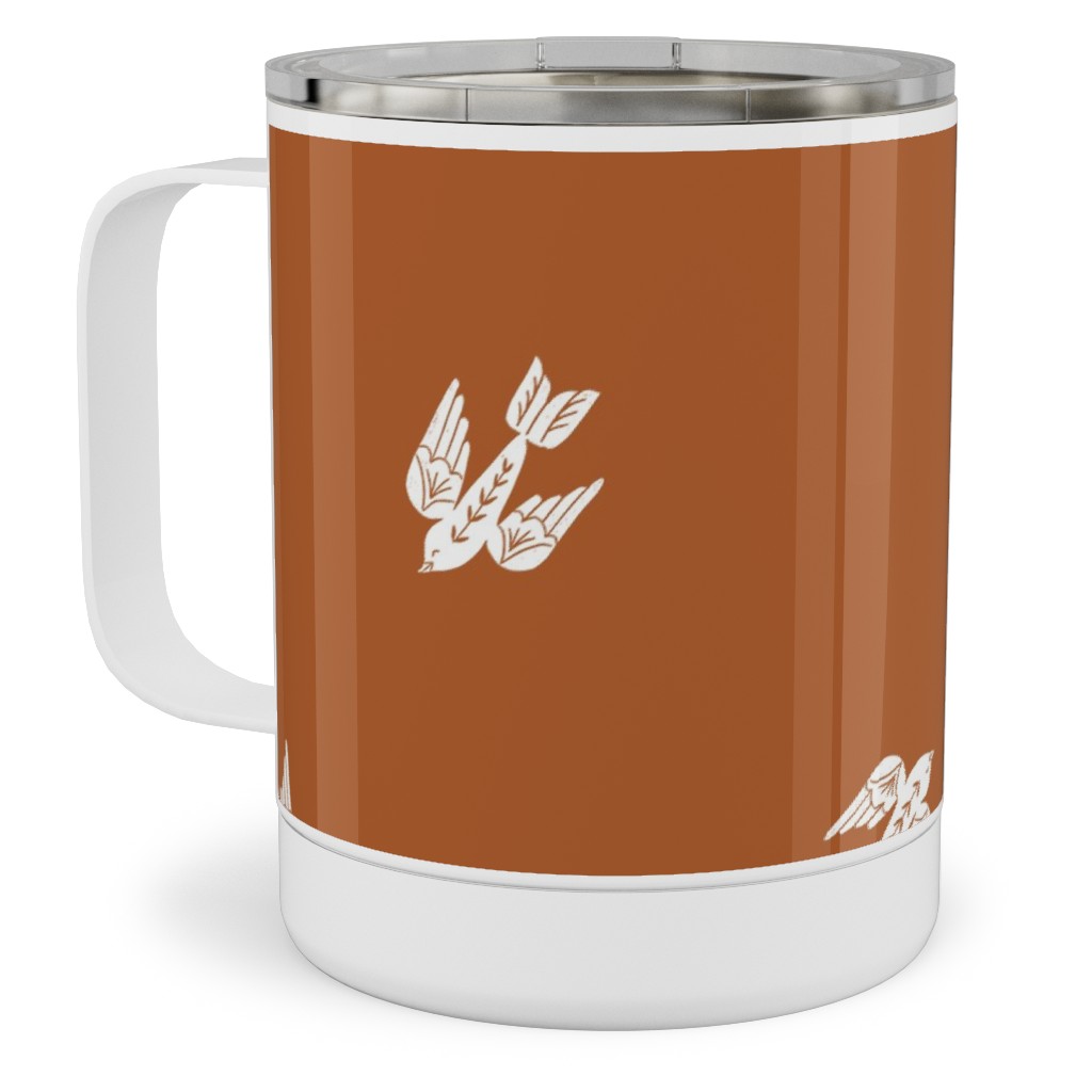 Bird Folk - Rust Stainless Steel Mug, 10oz, Orange