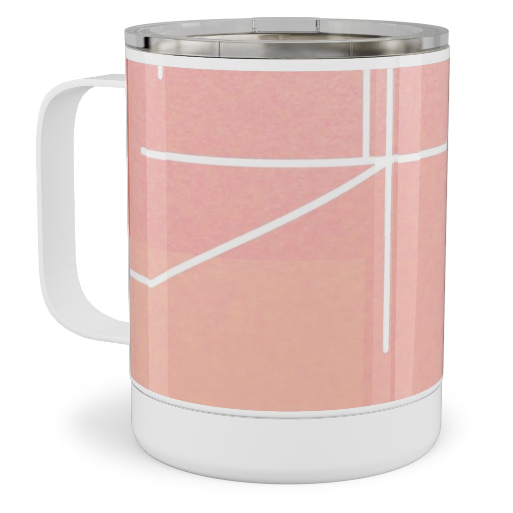 Midcentury Abstract Stainless Steel Mug, 10oz, Multicolor