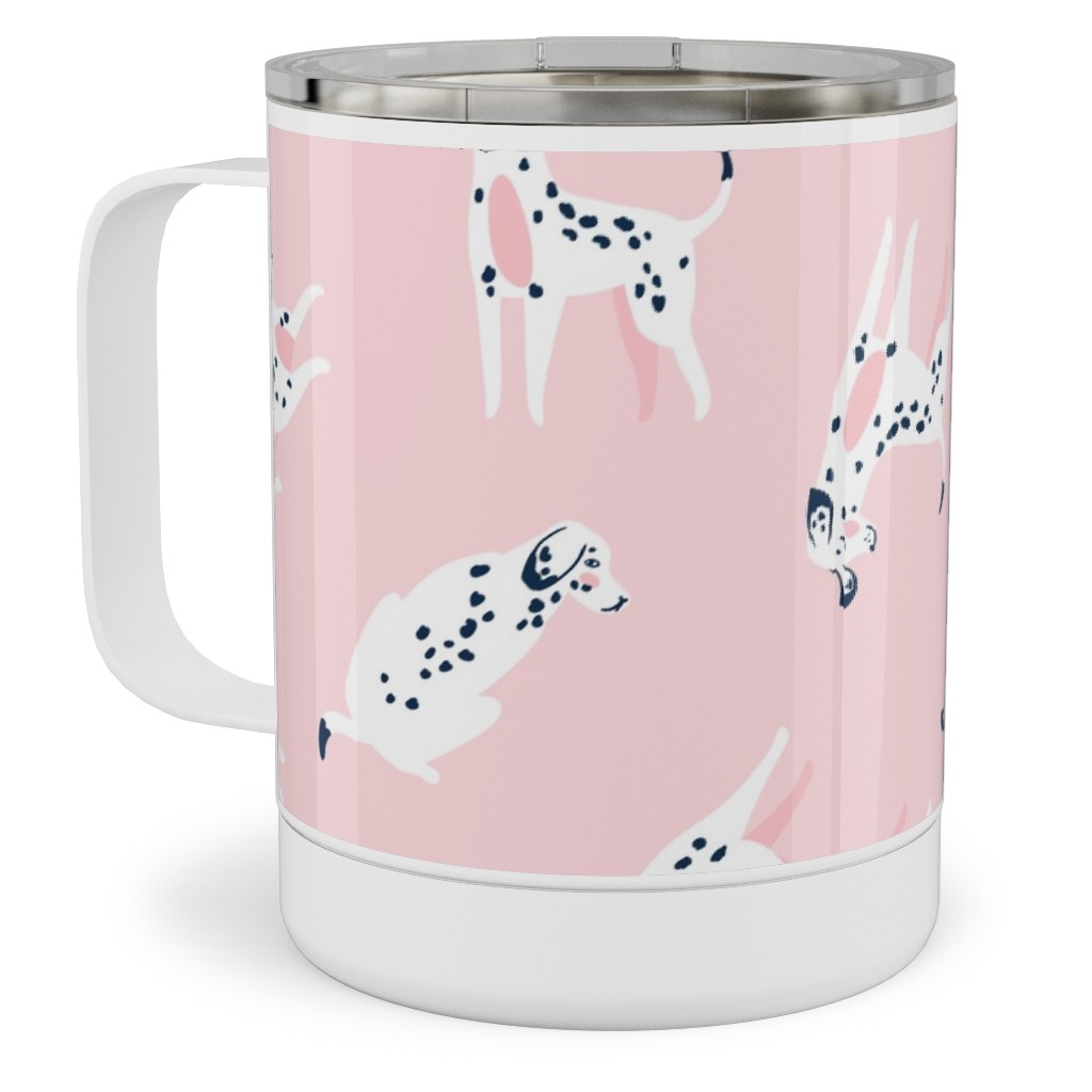 Funny Dalmatian - Pink Stainless Steel Mug, 10oz, Pink, Bright Pink